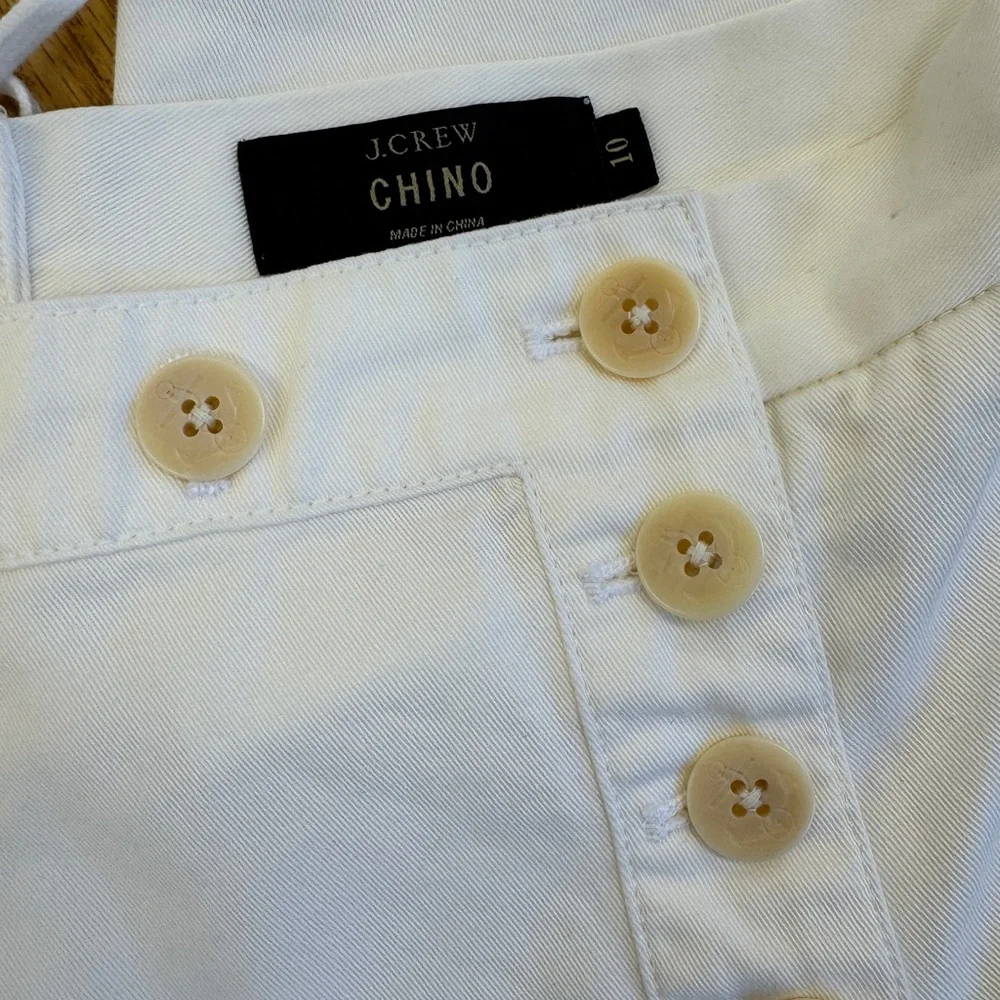 J. Crew 100% Cotton Cropped Sailor Chino Pants Button front & Tie back Size 10